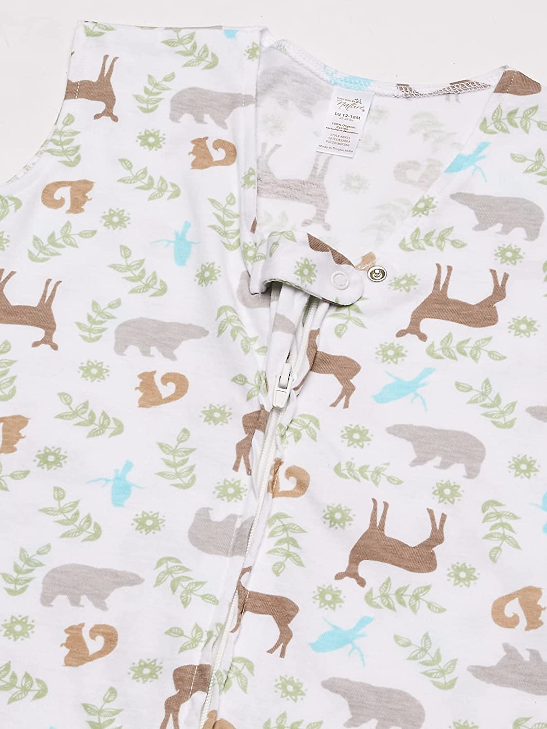 Touched by Nature Baby Boy Organic Cotton Sleeveless Wearable Sleeping Bag, Sack, Blanket, Forest, 6-12 Months