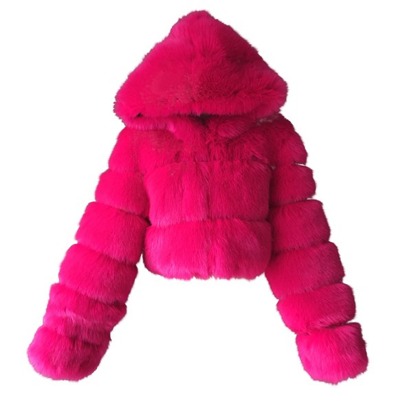Womens Faux Fur Coat Cropped Zip Up Fluffy Long Sleeve Warm Teddy Hooded Jacket Fuzzy Solid Color Loose Jackets Winter Trendy Thermal Outerwear 2025