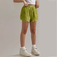 thumbnail image 4 of DeHolifer Girls' Cotton Linen Shorts Elastic Waisted Drawstring Lace Solid Color Summer Loose Comfy Shorts with Pocket,11 Years, 4 of 8