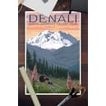 thumbnail image 2 of Denali, Alaska, North America's Tallest Peak, Bears and Spring Flowers (12x18 Wall Art Poster, Room Decor), 2 of 3