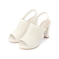 thumbnail image 3 of BLISSFUL STEP Women's Peep Toe Slingback Platform Heels Block Heels Sandals Cream 5.5, 3 of 7