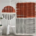 thumbnail image 5 of Brown Striped Shower Curtain, Waterproof Shower Curtains for Bathroom, Farmhouse Stripes Modern Abstract Art Washable Fabric Bathtub Curtain Set Bath Decor with 12 Hooks Long 72"x84", 5 of 8