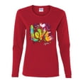 thumbnail image 2 of Wild Bobby, Colorful Rainbow Paint Love Streetwear Womens Graphic Long Sleeve T-Shirt, Red, 2XL, 2 of 3