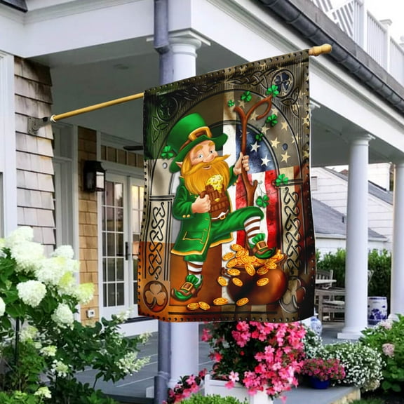 Happy Saint Patrick's Day Irish American Flag - Garden Flag (11.5" x 17.5")