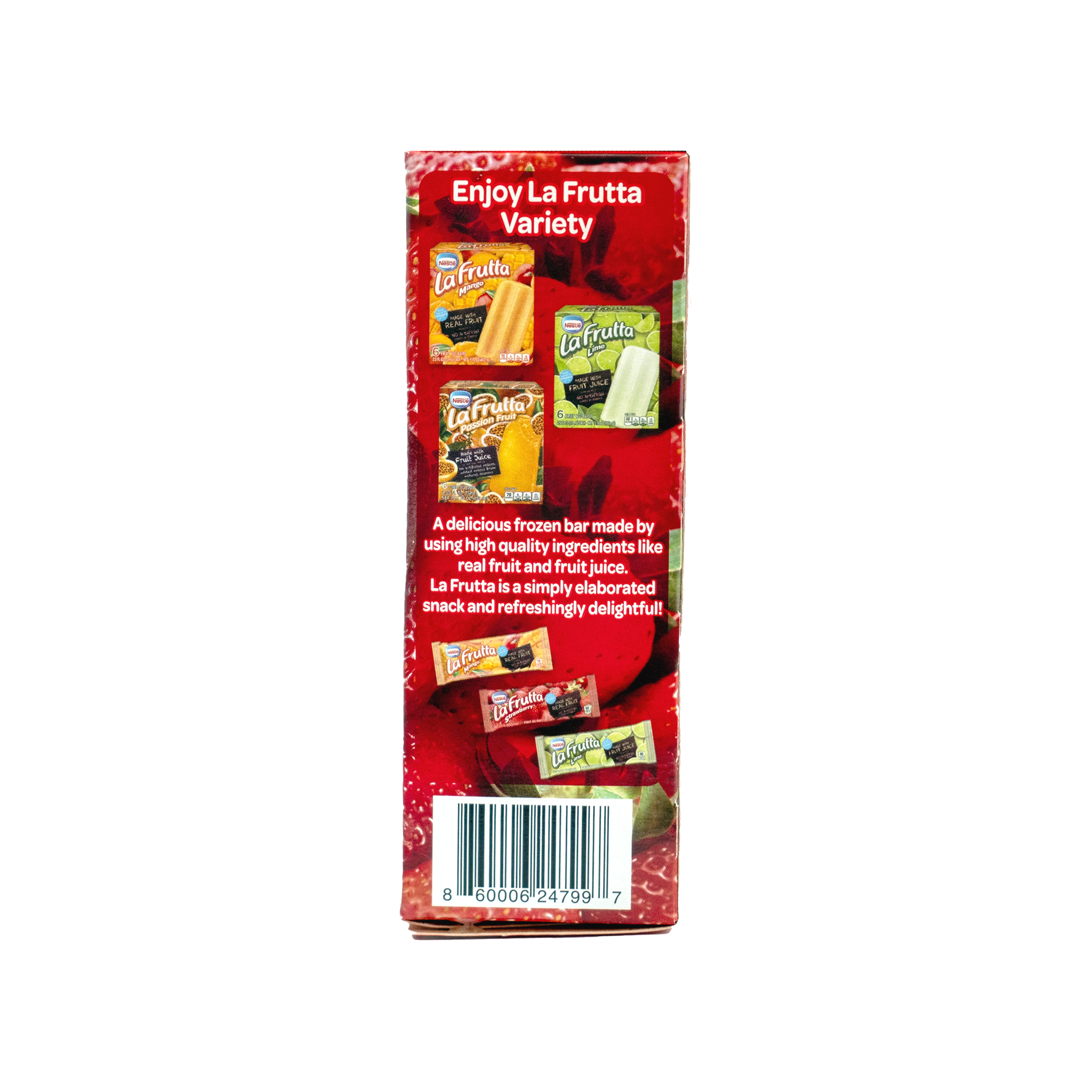 Nestle, La Frutta Strawberry Flavor, Ice Cream Bar, 6 Count, 2.5oz, Milk Free, Cardboard Box, New
