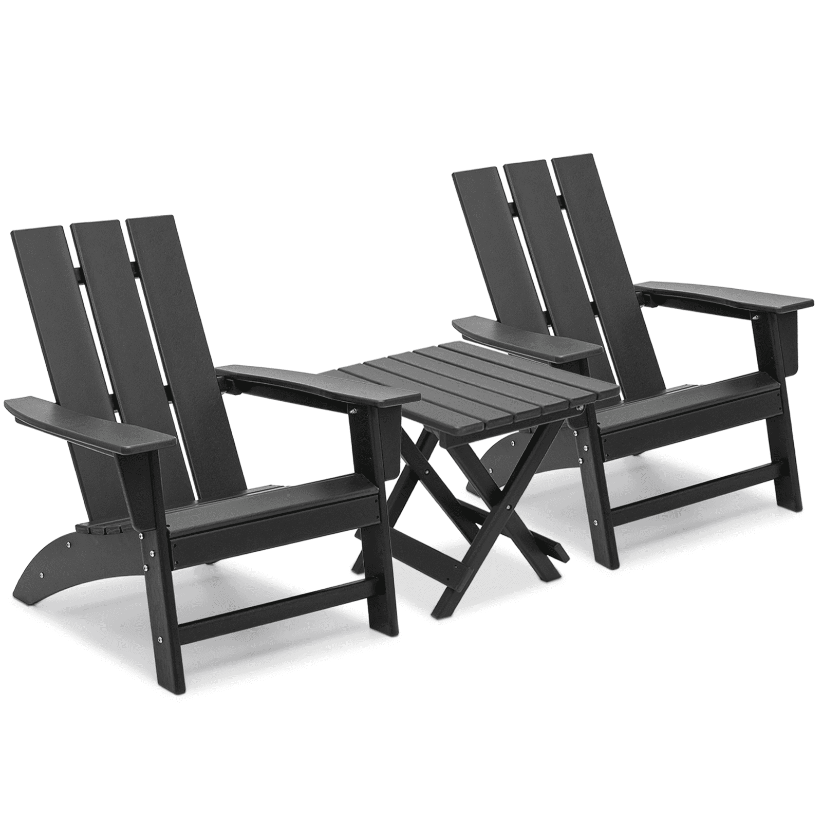 Magshion 3 Pieces Adirondack Chair with Table, HDPE Fire Pit Chairs and
