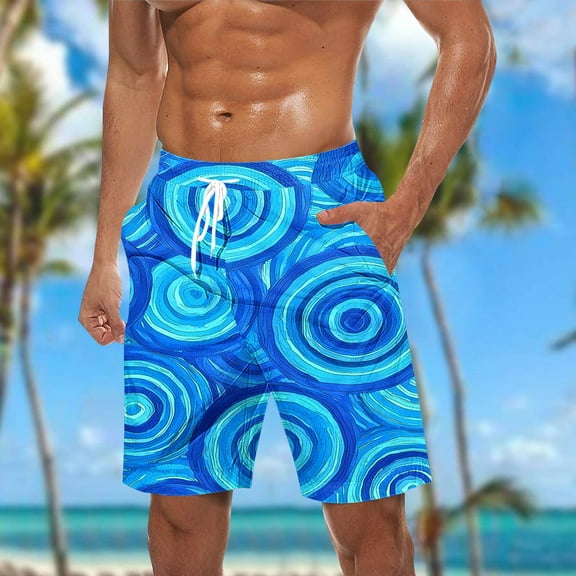 ZRGHAOYLQ 2025 Summer Tropical Printed Shorts Quick Dry Drawstring Hawaiian Shorts Men Swim Trunks Big and Tall Holiday Boardshorts Plus Size Swimwear