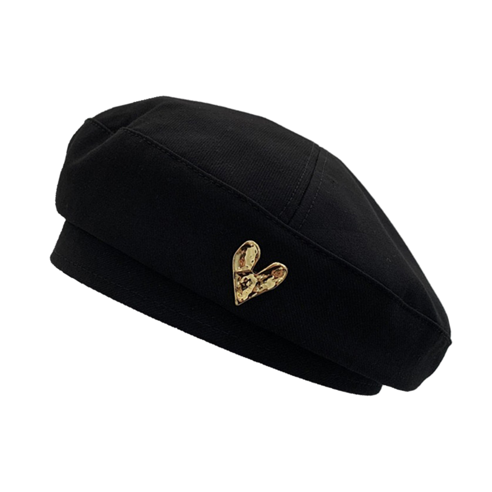 Mightlink Women Hat Solid Color No Brim Heart Metal Vintage Colorfast Keep Warm Lightweight