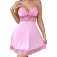 thumbnail image 2 of uublik Mesh Pajama Dress For Women Valentine's Day Night Gowns Soft Loungewear Sleepwear Pink, 2 of 6