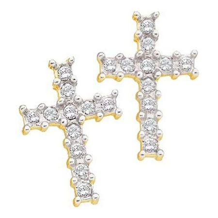 Mens Las Yellow Gold Micro Pave Round Cut Diamond Fashion Cross Mens Las Yellow Gold Micro Pave Round Cut Diamond Fashion Cross Earrings
