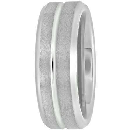 Men's White Tungsten 8MM Wedding Band - Mens Ring