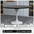 thumbnail image 4 of LeisureMod Verve Mid-Century Modern 48" Round Dining Table with MDF Top and White Steel Pedestal Base for Dining Room and Kitchen, Black, 4 of 10