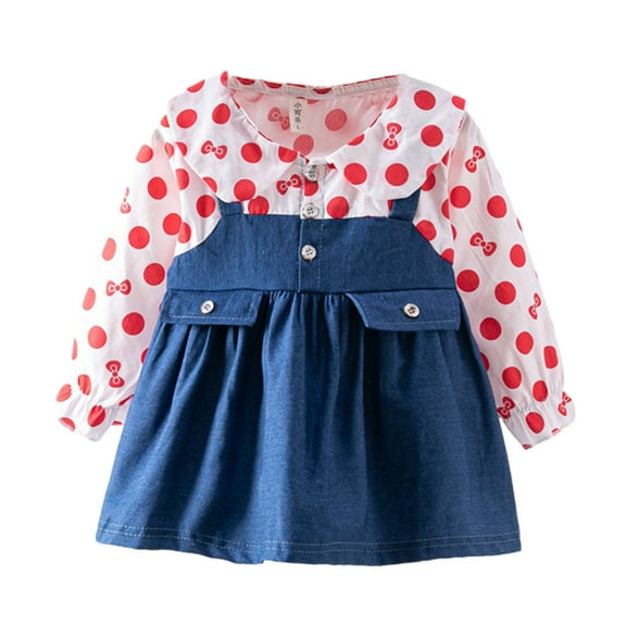 TAGOLD Toddler Girls Summer Dress,1-4 Years Infants And Toddlers Geometric Pattern Cotton Long Sleeve Dress Children's Dress