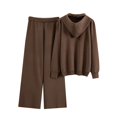 thumbnail image 4 of sususu Lounge Sets,Lounge Set Women Knitted Trousers Suit Long Sleeve Cardigan Pants Outfit Soft Comfortable Two Piece Jogger Co Ords Daily Wear Home Relaxation Stylish Loungewear - Coffee, 4 of 8