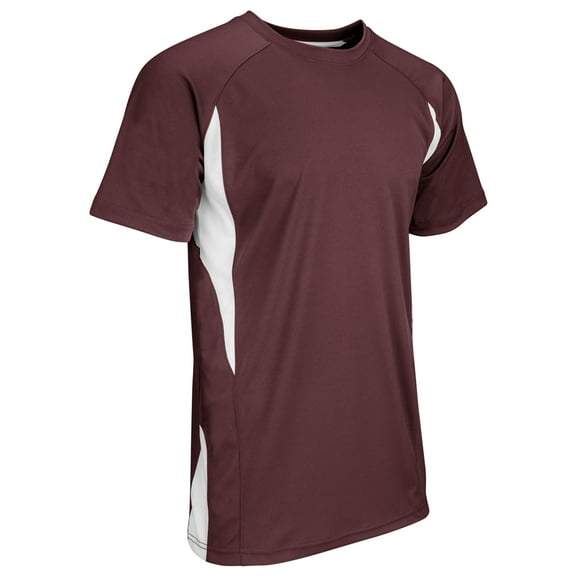 Crew Neck Baseball Jersey - MAROON,WHITE - S