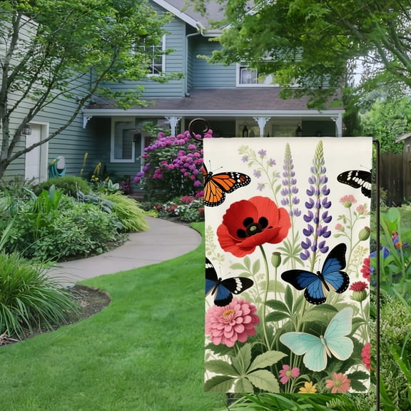 Spring Summer Garden Flag Double Sided Garden Floral Welcome Yard House Outside Outdoor Decoration,12*18 inch