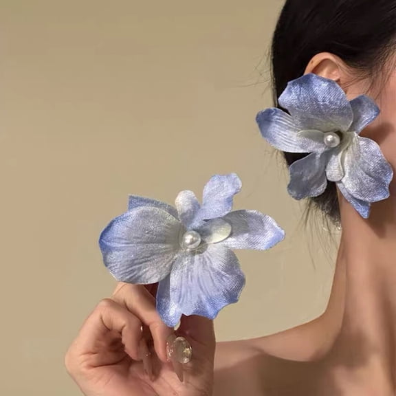 Blue Flower Earrings for Women Beach Vacation Style Floral Ear Jewelry Lightweight Summer Accessories