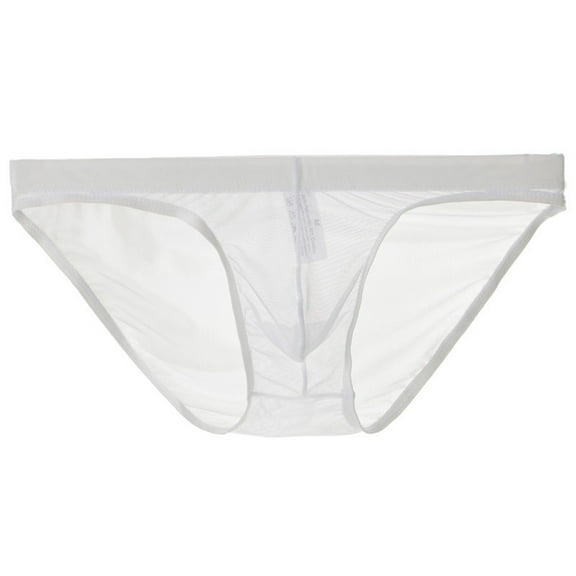 Pitauce Men's Ultra Thin Transparent Briefs Ice Silk Underwear Seamless Panties Low Waist Bulge Pouch Bikini Briefs