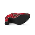 thumbnail image 5 of BLISSFUL STEP Women's Round Toe Block Heels Ankle Heel Boots Red Plaid 9, 5 of 7