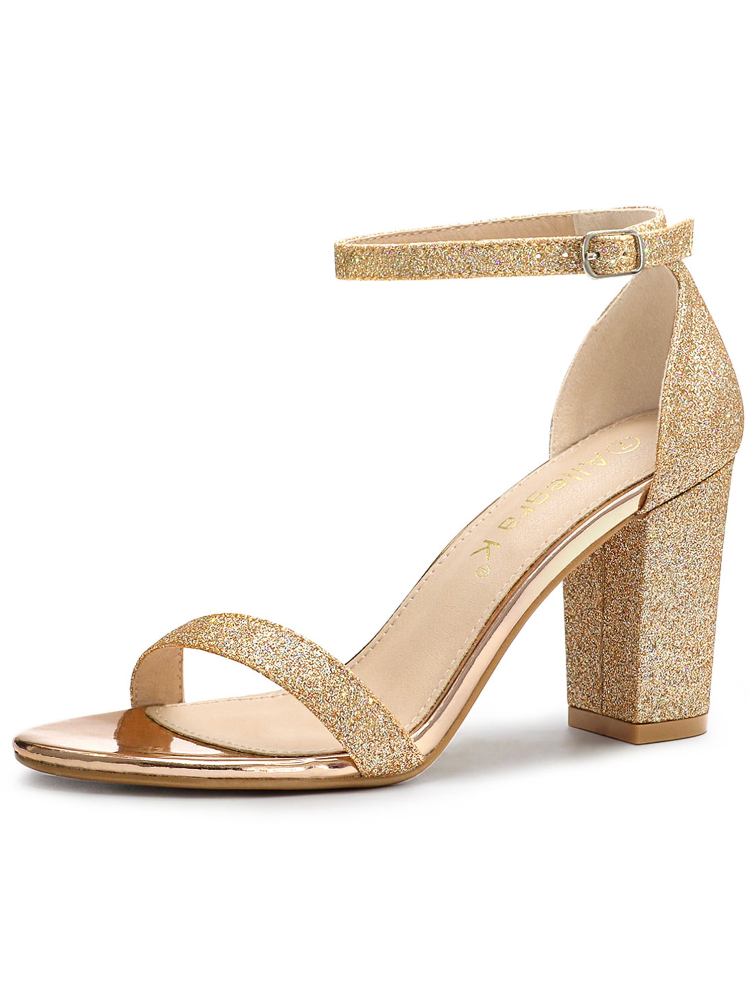 allegra k women's glitter clear ankle strap flat mules shoes