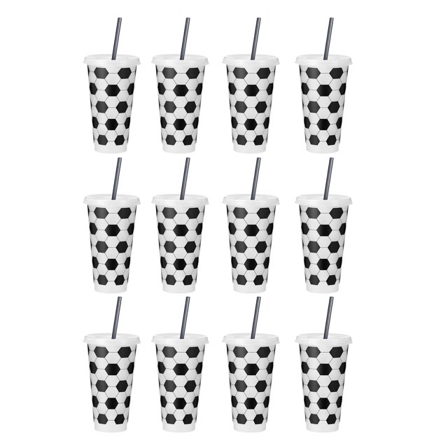 Vaso reutilizable de fútbol de 710 ml, botella de plástico de 24 oz, vaso con temática de fútbol, artículos para fiestas deportivas, recuerdos de fiesta.