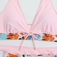 thumbnail image 4 of WREESH Womens Two Piece Swimsuit Halter Bikini Set Athletic Bathing Suits with Chest Pad Without Underwire Print Deep V High-Waisted Patchwork Swimming Trunks Split Swimsuit Pink, 4 of 9