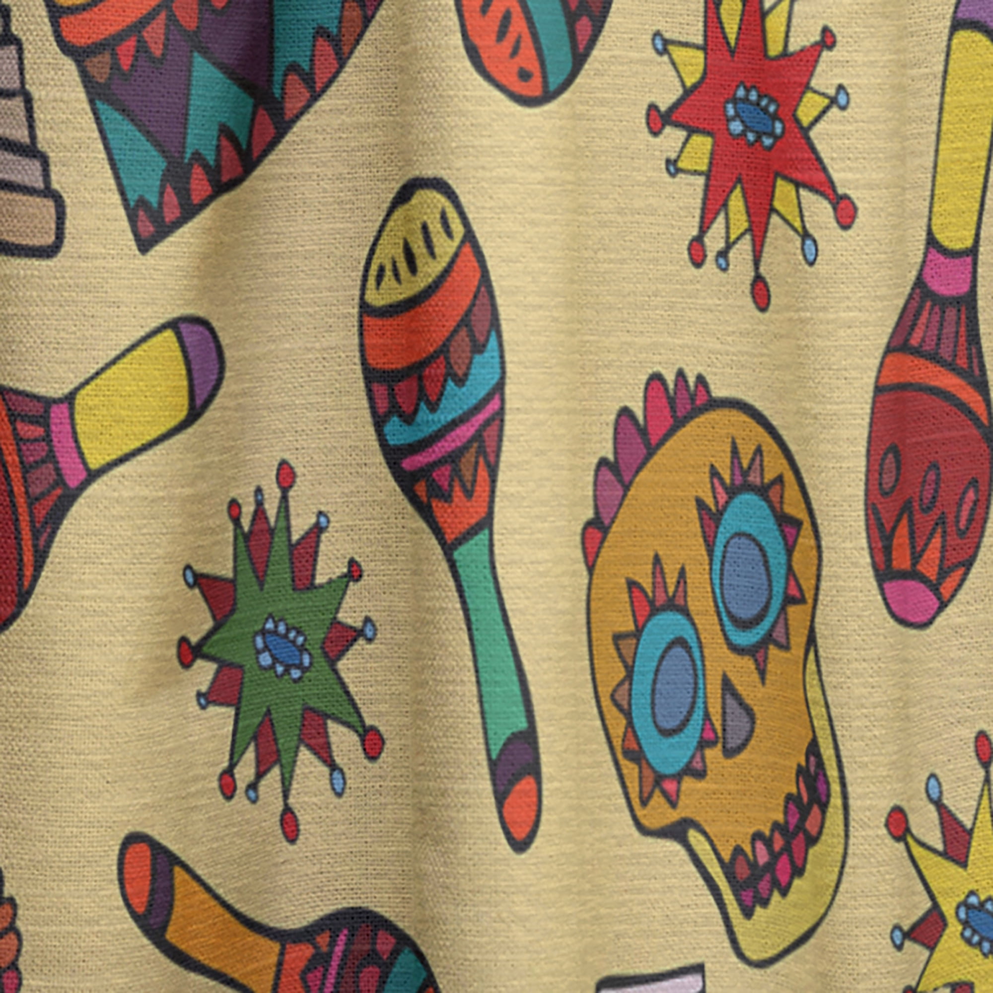Designart 'Mexican Symbols With Pattern' Tropical Curtain Panel