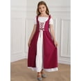 thumbnail image 3 of RUNQHUI Robe de Princesse Médiévale Renaissance à Manches Courtes pour Filles, Robe de Danse Bourgogne 10, 3 of 7
