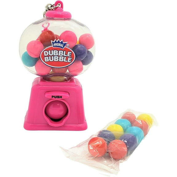 Colorful 4" Gumball Dispenser (Pink) Machine Keychains with Original Gumballs Included!