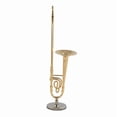 thumbnail image 2 of 12cm Miniature Pure Copper Trombone Model with Support Mini Musical Instrument Model with Black Leather Box, 2 of 6