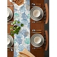 thumbnail image 3 of Table Runner 90 Inches Long for Kitchen Dining, Blue Teal Grey Coral Coastal Dresser Scarf Farmhouse, Dining Table Decorations for Wedding/Parties, Summer Beach Nautical Ocean 13 x 90 In, 3 of 9