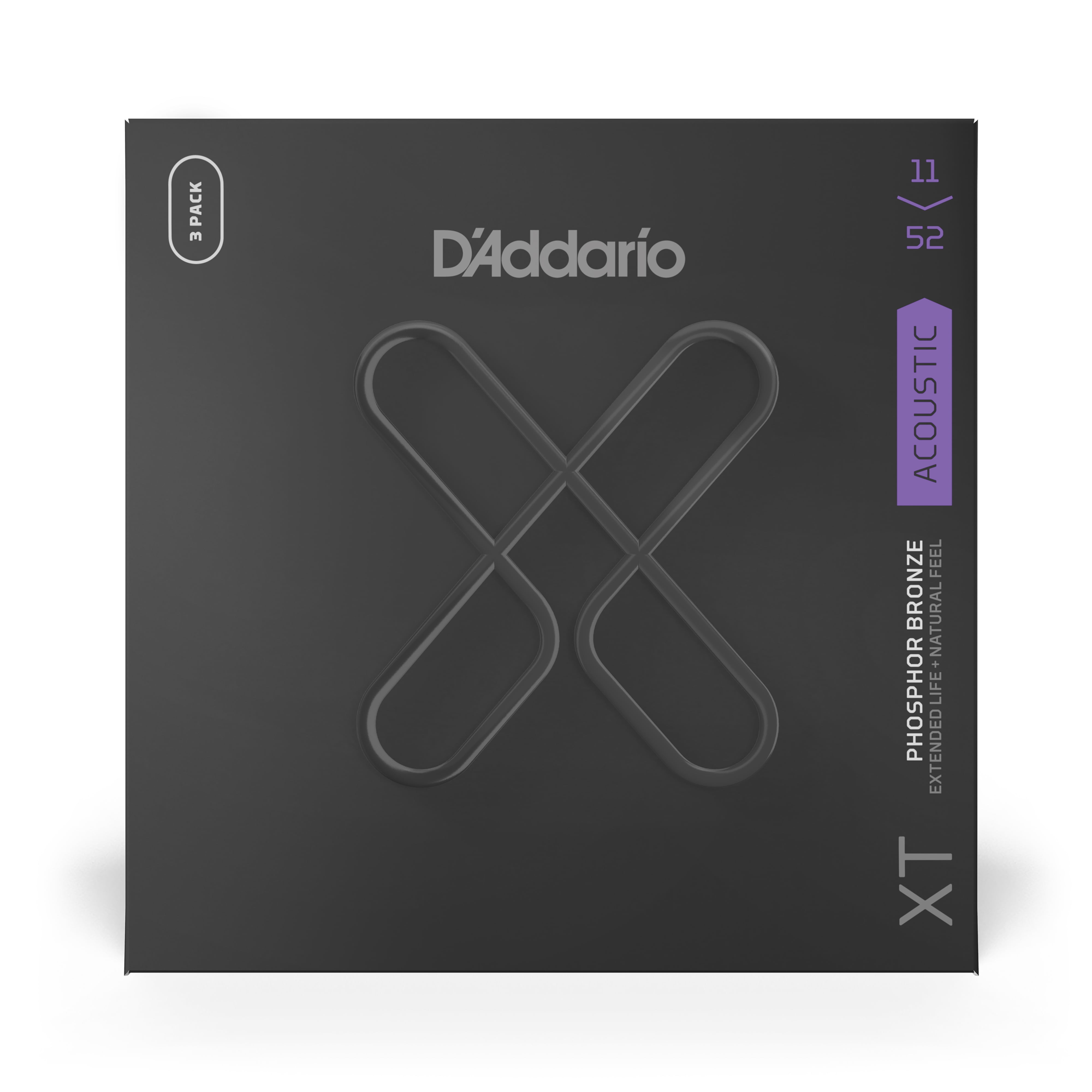 D'Addario XT Phosphor Bronze Coated Acoustic Guitar Strings 3-Pack 11 - 52