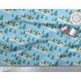 thumbnail image 3 of Soimoi Blue Cotton Voile Fabric House & Tree Christmas Printed Fabric 1 Yard 42 Inch Wide, 3 of 3
