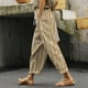 thumbnail image 1 of WILLBEST Pantalones Casuales para Mujer, Ligeros, de Verano, de Lino Estampado, con Cordón, Cintura Elástica, Pierna Recta y Bolsillos para Uso Diario. Extra Grande, 1 of 4