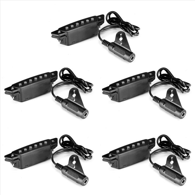 5X -85 Negro Fonocaptor de Pozo de Sonido de 6 Agujeros con Correa de Potencia Jack de Extremo-Pin para Guitarra Acústica