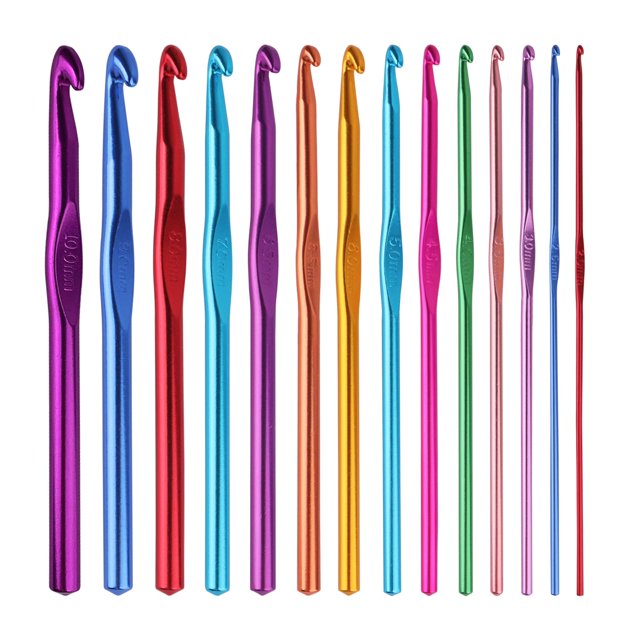 Juego de ganchillos HSYMQ de aluminio, 14 piezas, 2,0 mm a 10,0 mm, para manualidades