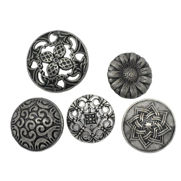 50 Pieces Metal Buttons Assorted Metal Buttons Flower Decorative