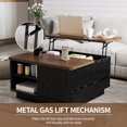 thumbnail image 6 of Pusnapku Lift Top Coffee Table, 31" Square Center Table with Sliding Door and Hidden Storage, Wood Fluted Accent Desk for Living Room, Home Office, 6 of 9
