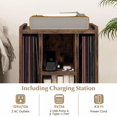 thumbnail image 4 of Exdeerjoy Support de Tourne-Disque avec Station de Charge, 4 Compartiments de Rangement et Pieds de Support Surélevés, Porte-Disque Vinyle, Marron, 4 of 8