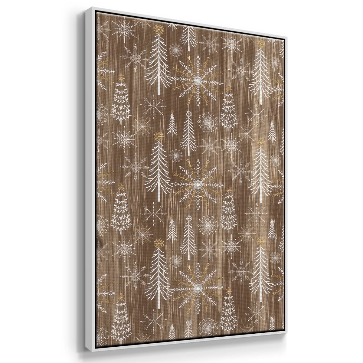 Barnwood Wonderland Collection E - Framed Gallery Wrapped Holiday Canvas - 17 x 25 - White Frame