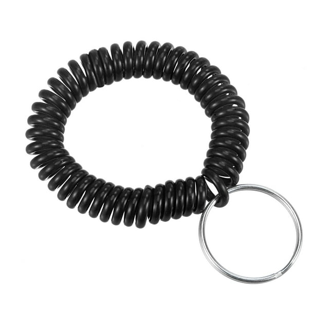 Unique Bargains Porte-Clés Spirale Extensible en Plastique, Noir 5 Pack
