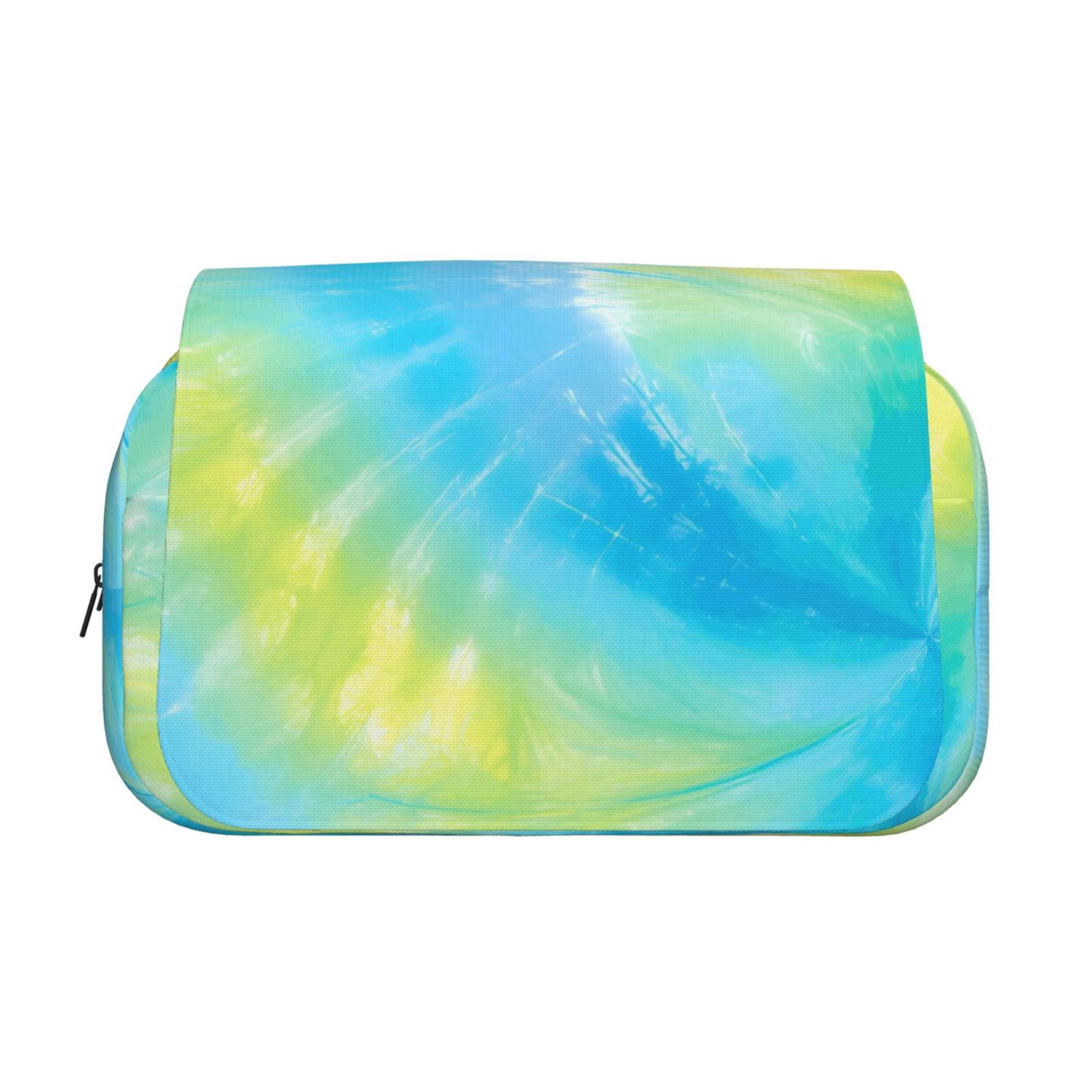 Large-Capacity Flip-Top Double-Layer Pencil Case, Multi-Functional Pocket Pen Case, Durable Stationery Organizer Lightseagreen Tie-Dye Background Vibrant Colors And Swirling (2)