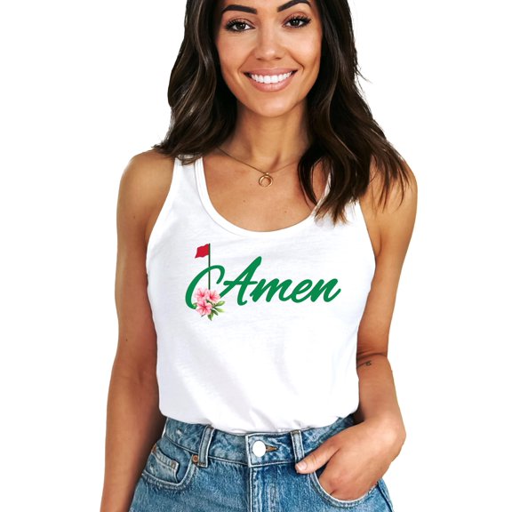 Amen Golf Tournament Tank Top for Women and Teens Trendy Spring Golf Shirt White Tank Top X-Large