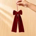 thumbnail image 4 of 3Pcs Velvet Ribbon Bows Christmas Tree Decorations,4in x 10in Vintage Xmas Ornaments for Tree Home Party Front Door Wreath Garland Holiday Decor, 4 of 7