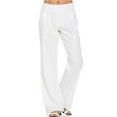 thumbnail image 1 of Pantalon Ample pour Femmes Effet Lin Été Décontracté Plage Jambe Droite, 1 of 2