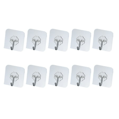 

10pcs Nail Free Bedind Door Transparent Wall Hook Self Adhesive