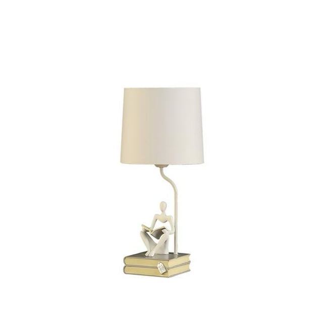 ORE International HBL2545 20.5 in. Modern Reader White Sitting A Gray Stack Of Books Polyresin Table Lamp
