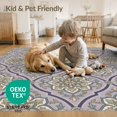 thumbnail image 4 of ODIKA 6'x9' Washable Area Rug Purple Lilac Faded Center Lattice Traditional Ornamental Lavendar for Family Room, Living Mater Bedroom, Non-Slip, Easy Care, 4 of 7