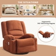 thumbnail image 6 of JONPONY Heated Manual Massage Recliner with 360° Swivel Rocker, Comfy Single Sofa with Side Pockets and Cup Holders for Living Room, Bedroom, and Home Theater, Brown, 6 of 10
