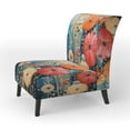 thumbnail image 3 of Designart "Coral Blue Contrasting Contrasts II" Coral Abstract Collages Upholstered Accent Chair - Modern Arm Chair For Living Room, 3 of 5